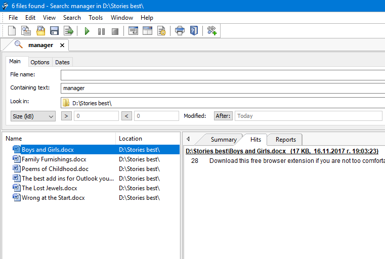 Search Word documents with Agent Ransack