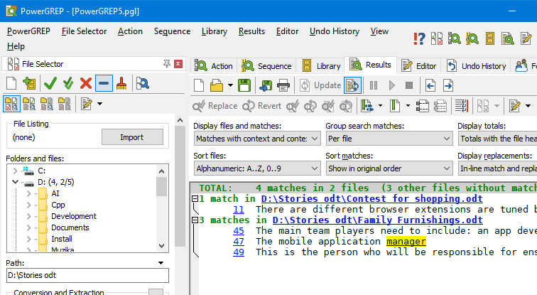 PowerGREP search LibreOffice files