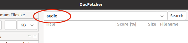 DocFetcher Linux type words to search for