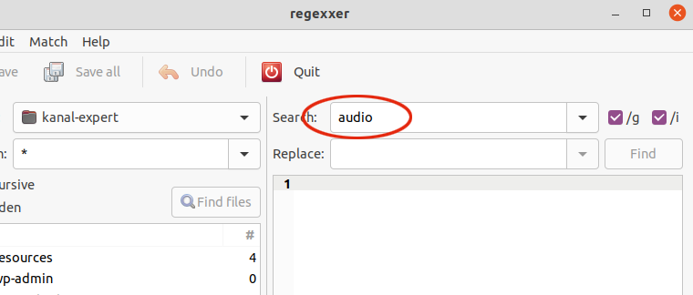 Regexxer type your search words