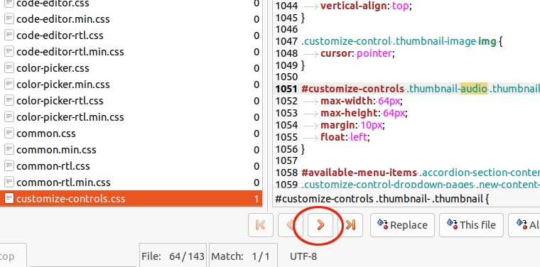 Regexxer navigate the results found
