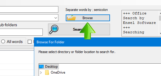 Office Search browse for folder