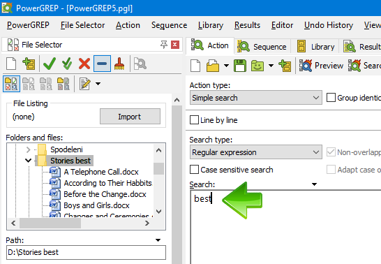 PowerGREP type search words
