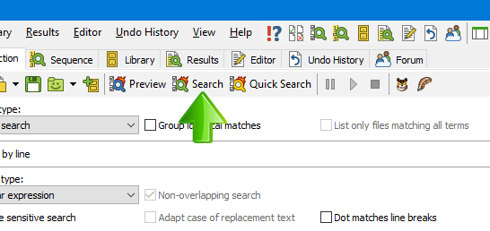 PowerGREP press the search button to make the search