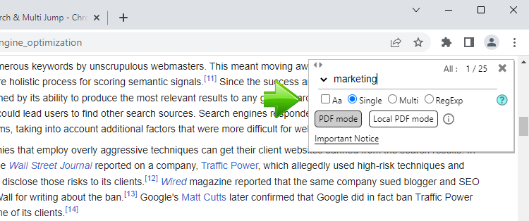 Chrome Advanced Search open Multi Search and Multi Jump extension