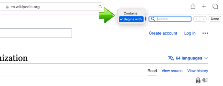 Safari choose search options