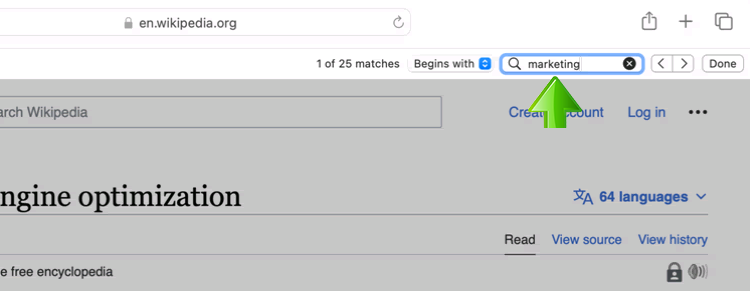 Safari type search words