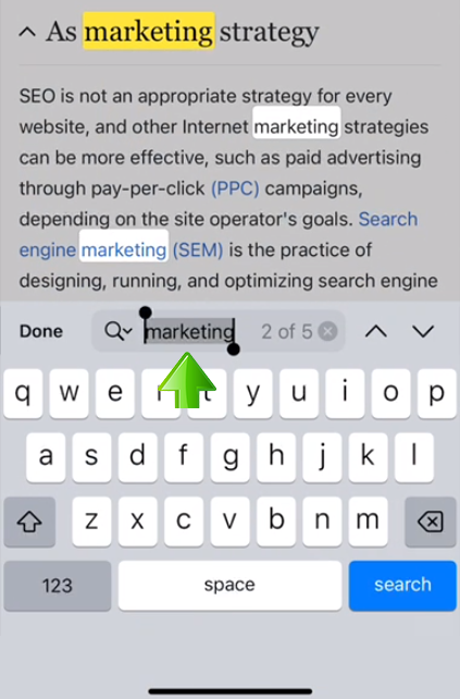 iPhone type search terms