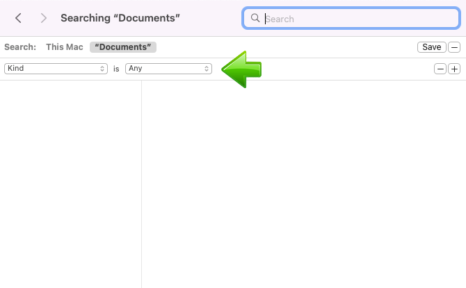 MacOS Finder set search options