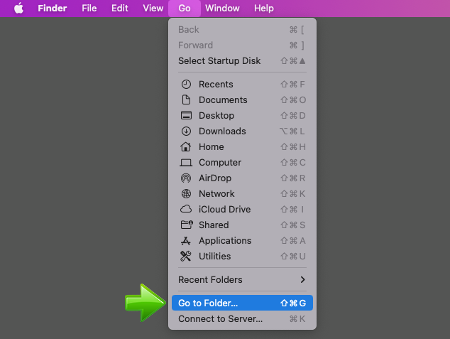 MacOS Finder locate trash bin folder