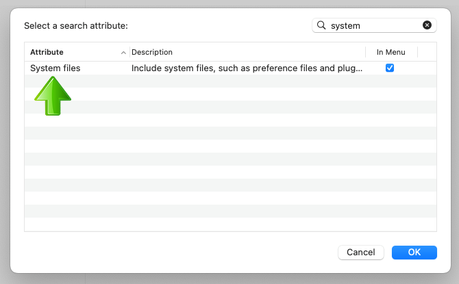 MacOS Finder choose to search system files