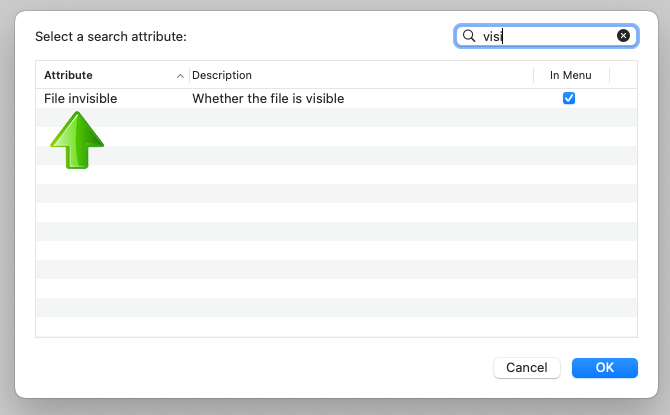 MacOS Finder choose hidden files option