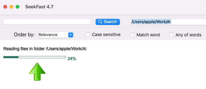 SeekFast for Mac reading files in the folder