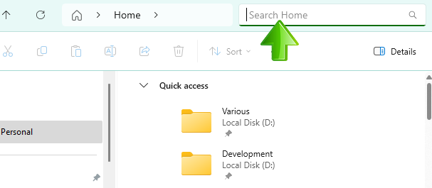 Search for a file by name in File Explorer in Windows 11